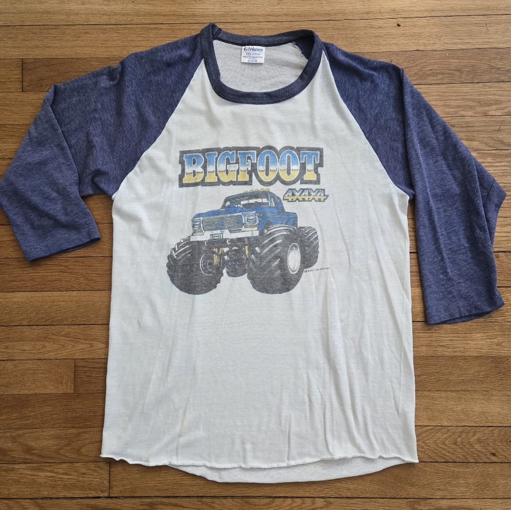 Vintage Bigfoot Monster Truck Raglan 3/4 Sleeve T Shirt Thin Y2k